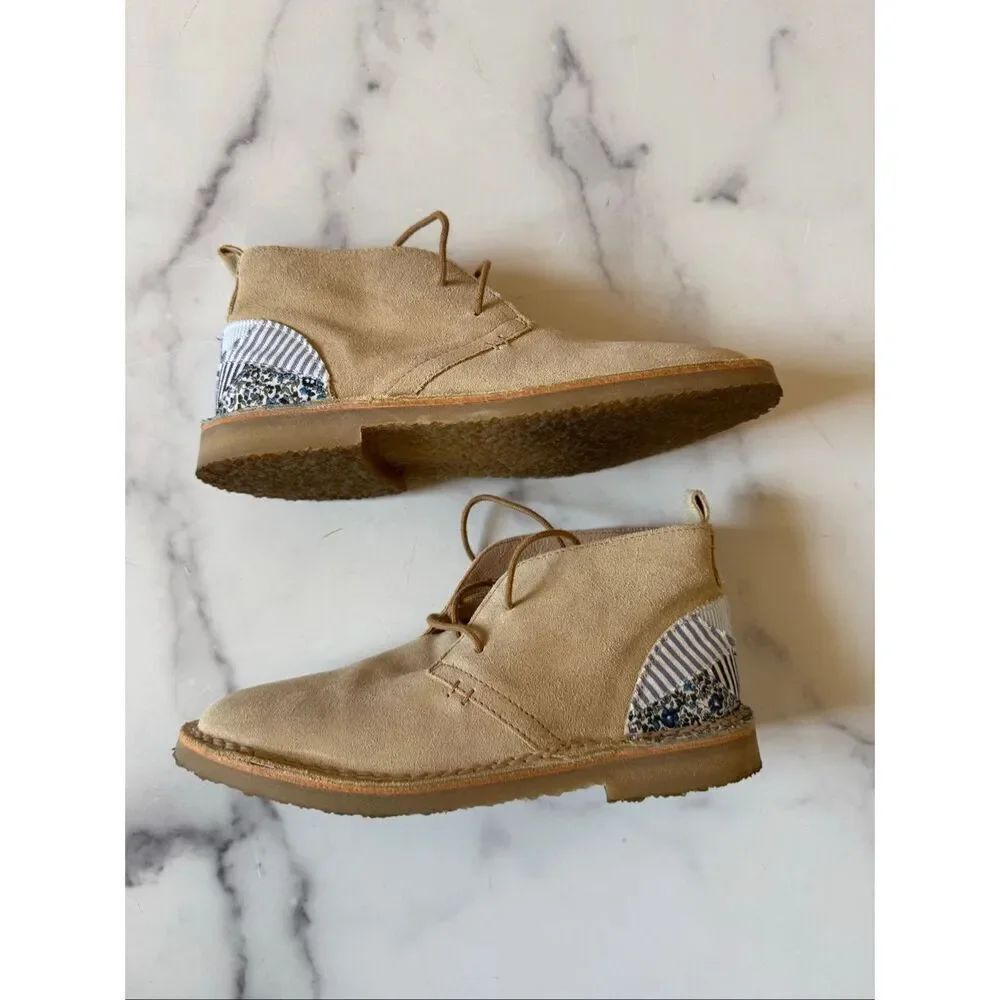 Zara cream 33  boys size 1.5 - 2 dress shoe ankle boot chukka canvas textured cl